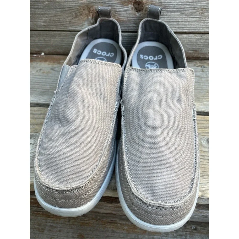 Crocs Walu Men's 13 Canvas Slip-On Loafers Casual Shoes 207635 - Gray